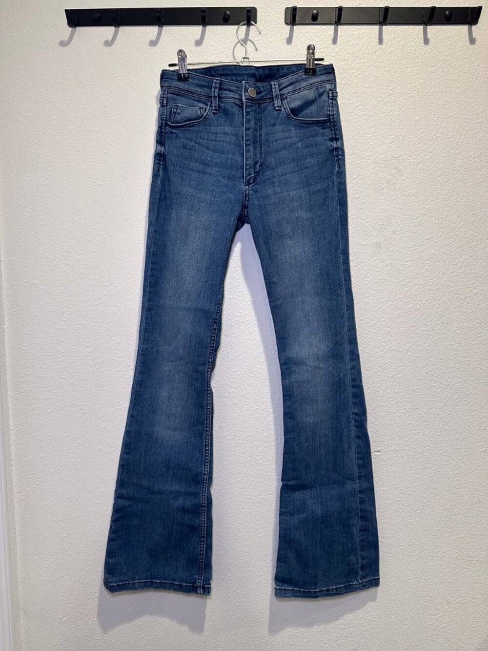 H&M Brand Mini Flare Mid Rise Jeans Medium Wash